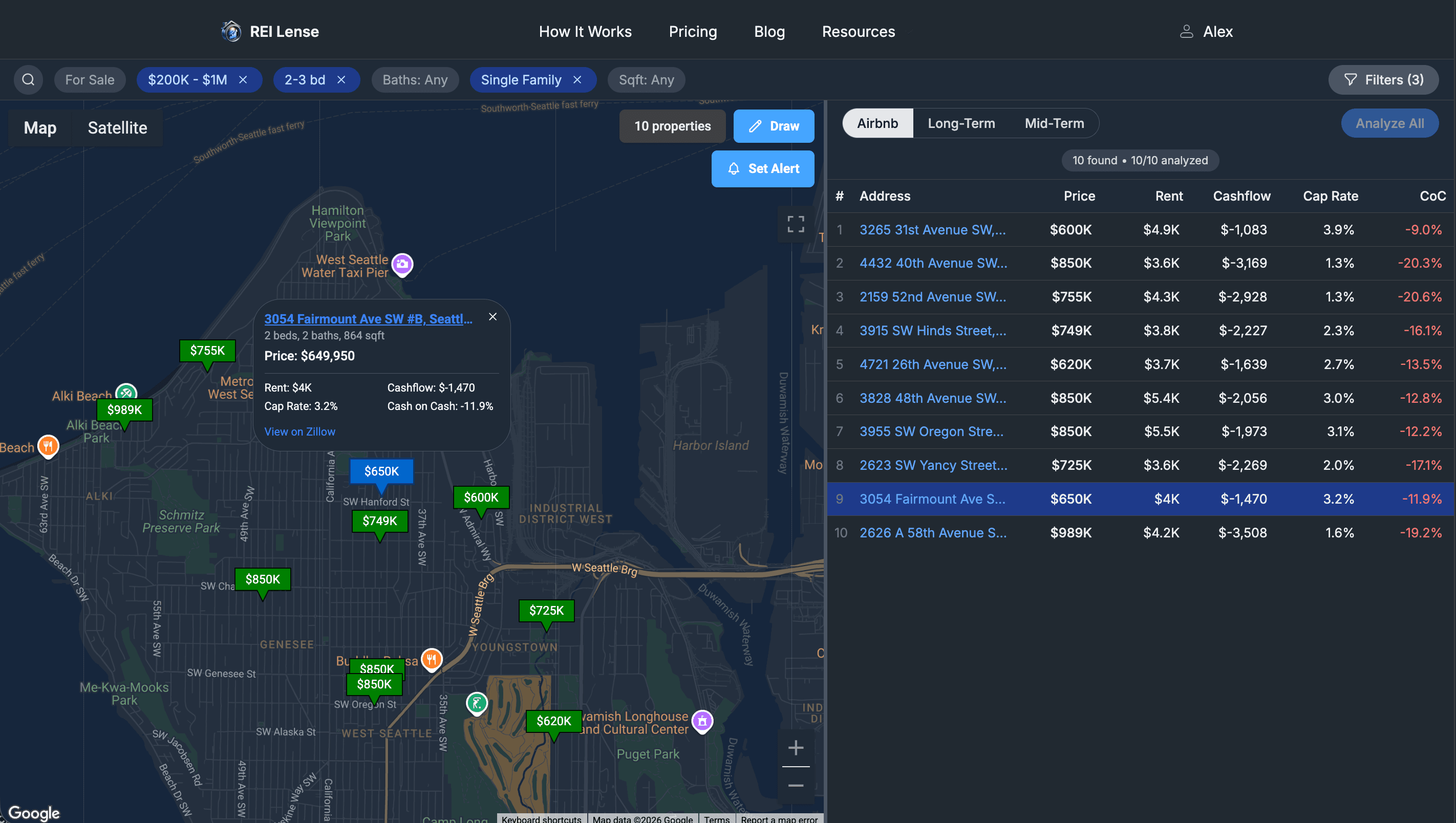 Explore: Seattle map + results table
